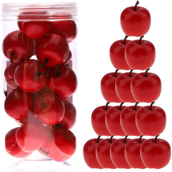 27 PCS Artificial Lifelike Mini Pears Fake Realistic Plastic Fruits PET Bottle Package Faux Props Decoration Party Home Thanksgiving Christmas