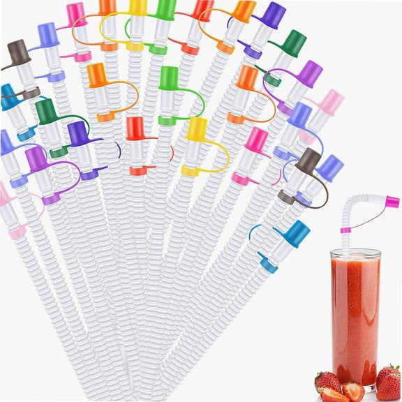 27 Pack Colorful Flexible Straws with Straw Tips Cover, Long Bendable Drinking Straws Reusable Straw 11 in for Water Bottle MugsRandom Color