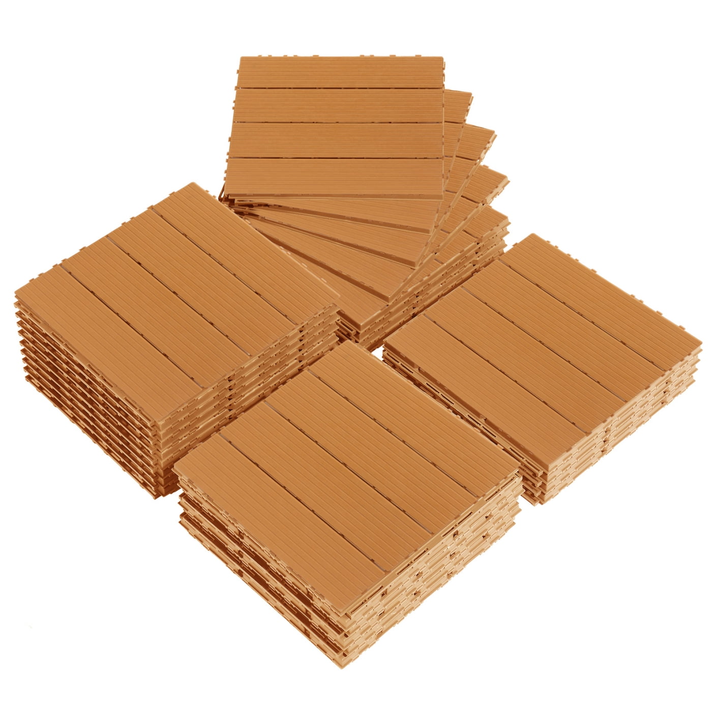 27 Pack Interlocking Deck Tiles, 11.8"x11.8" Plastic Flooring Tiles for Indoor Outdoor, Patio Flooring Outdoor Waterproof for Restroom, Bathroom, Kitchen, Pool, Wet Area,Light Brown