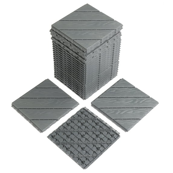 27-Pack Interlocking Deck Tiles - 11.8"x11.8" Waterproof Plastic Flooring - for Patio, Poolside & Balcony (Dark Grey)