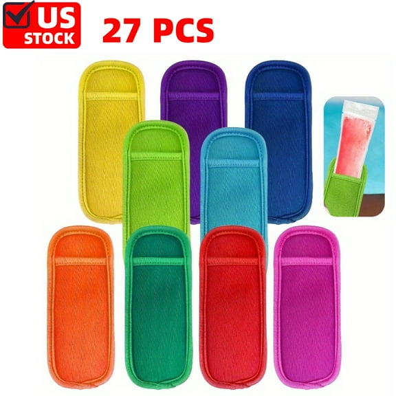 27 Pack Popsicle Holder Bags, Reusable Freeze Sleeve, Neoprene Insulator Covers, Anti-Freezing Ice Pop Sleeves, Washable and Portable Ice Freezer Protective Covers