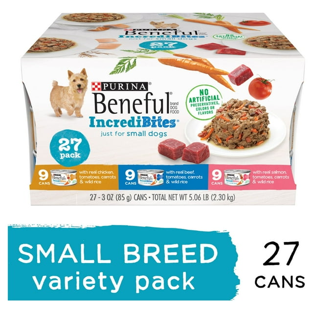 Purina Beneful IncrediBites Wet Dog Food Variety Pack, Small Breed, 27