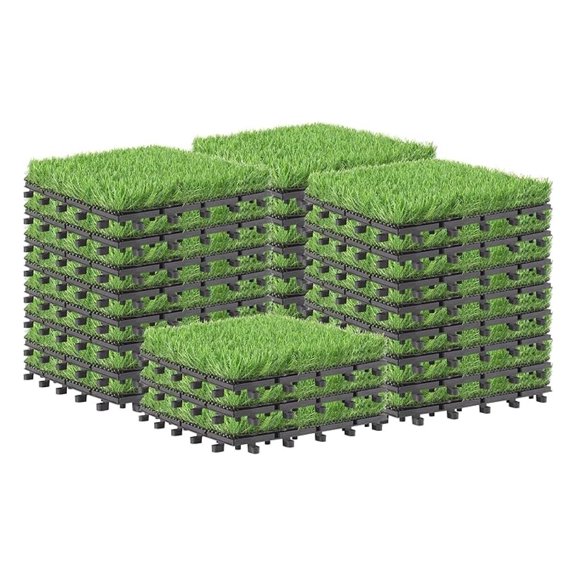 27 Packs Interlocking Artificial Grass Tiles - 12"x12" Turf Outdoor Indoor Fake Grass Deck Flooring Set for Patio, Balcony, Backyard