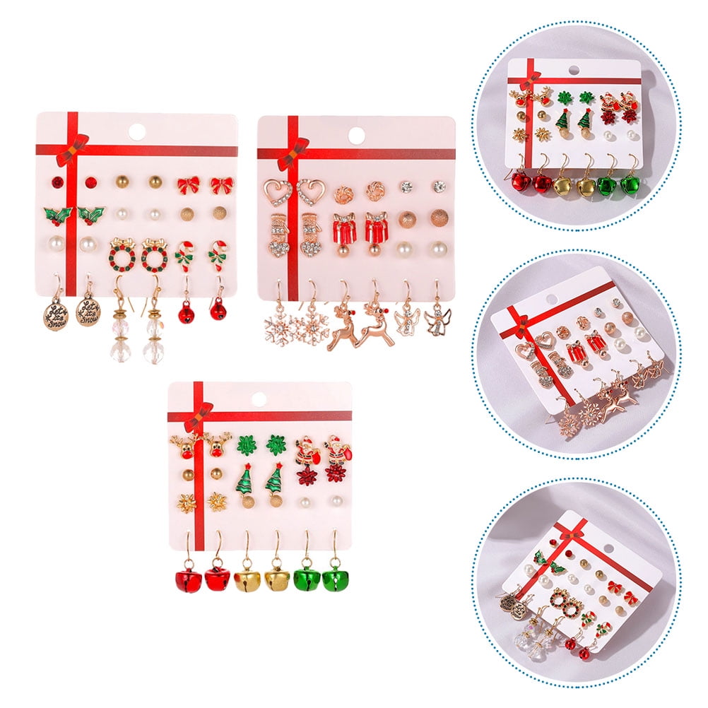 HUPIION 27 Pairs Christmas Earrings Holiday Jewelry Set Women Girls Xmas Gifts