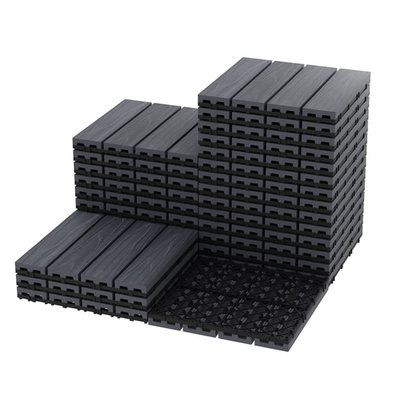 27 Pcs 12x12 Inch Polymer Composite Interlocking Deck Tiles for Indoor & Outdoor, Composite Patio Flooring Decking Boards for All Weather Use,Waterproof, Poolside,Balcony,Patio(27 Pcs,Grey, 27 Sqft)