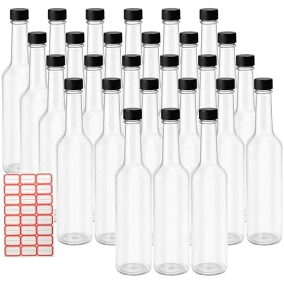 27 Pcs 15 oz Plastic Long Neck Bottle with Screw Caps Homemade Wine Containers Empty Clear Liquor Wine Bottles for DIY Craft Decoration Condiment Vanilla Extract Coquito Limoncello Drinks