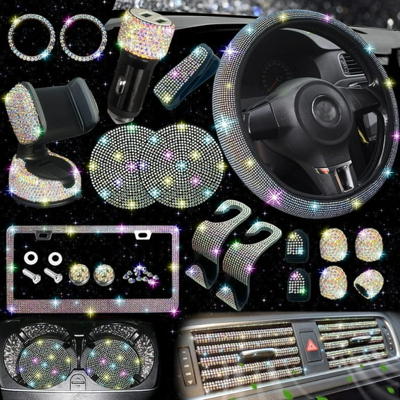 DEA 27 Pcs Bling Car Accessories Set for Women, Luxury Crystal Car ...