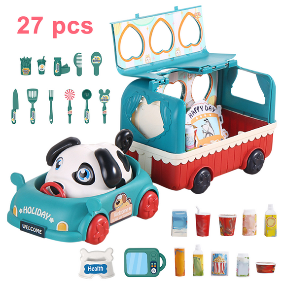 27 Pcs Dog Toys for Kids,Includes Two Puppies and Two Toy Cars,Interactive Walking Puppy for Girls and Boys,Voice-controlled Music Puppy Toy Cart Set,Holiday Birthday Gifts for Kids Aged 4-8