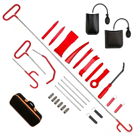 27-Pc Stainless Steel Auto Repair Tool Set, 59" Tow Hook J-Hook, Fifth-Wheel Locking Hitch, Stalled Car Emergency Door Rescue Tools