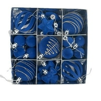 27 Pcs Flocked Christmas Balls, Velvet Texture Christmas Tree Ornaments Set, Brown Xmas Hanging Decor for Home Holiday Party(Blue)