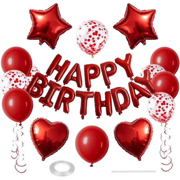 27 Pcs Green Birthday Decorations, 3D Letters Green Happy Birthday Balloon Banner, Pentagram Heart Foil Balloons Confetti Balloons Kit For Boys Girls Party Supplies