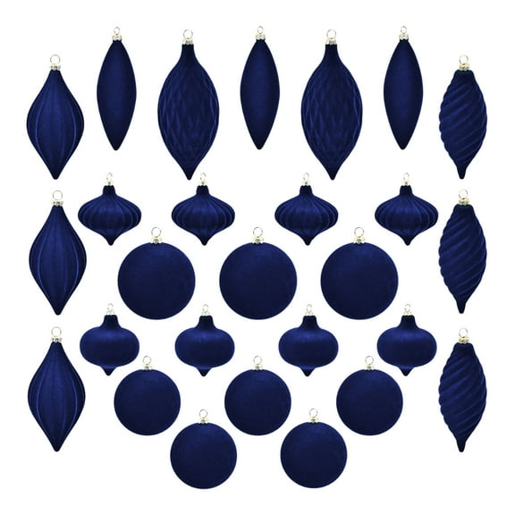 27 Pcs Velvet Christmas Ball Ornaments - Xmas Decorative Hanging Ornaments for Tree (Blue)