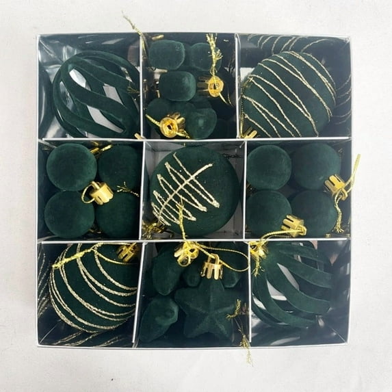 27 Pcs Velvet Flocked Christmas Balls Plastic Hanging Ornaments Festive Xmas Tree Decorations Colorful Flocked Baubles for Holiday Home Party