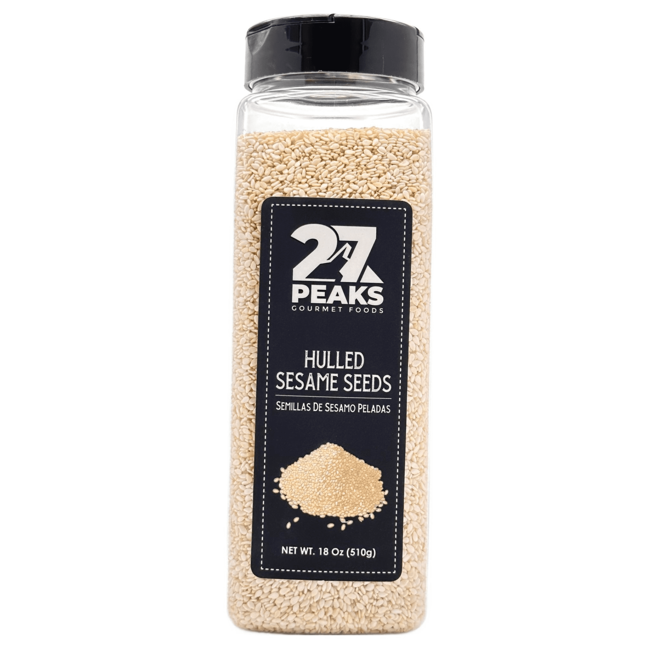 27 Peaks Gourmet Natural Hulled Sesame Seeds, 18 oz Bottle