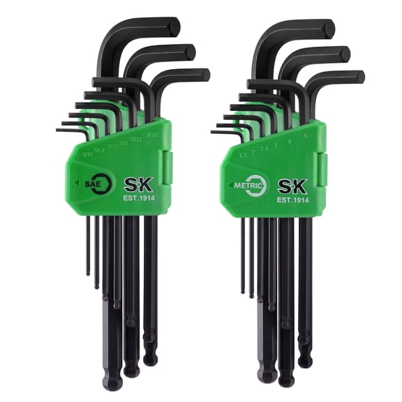 27-Piece Allen Wrench Set, Metric/SAE/Star Hex Key Set, L-Shaped, S2 Steel, Black Phosphating Finish