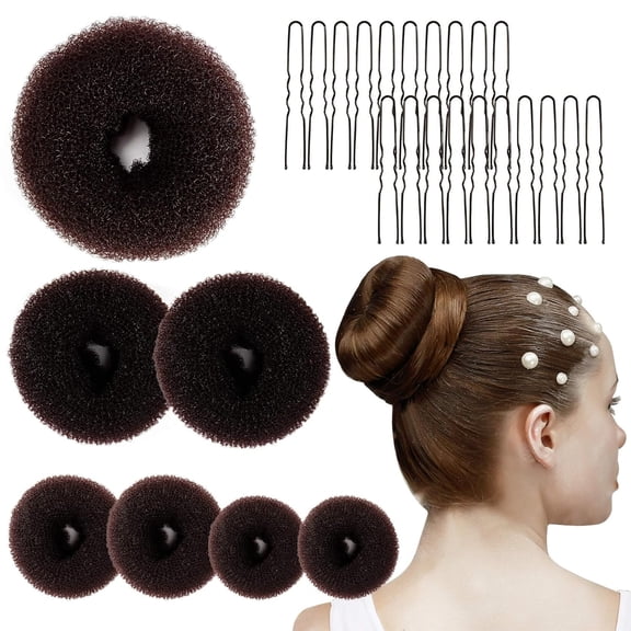 27 Piece Hair Donut Bun Maker Set Sock Updo Tool With 20 Hair Clips