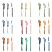 Lnrkai 27 Piece Reusable Utensil Flatware Sets Service for 9, Plastic Utensils Knife Forks Spoons Set for Travel Picnic Camping or Daily Use