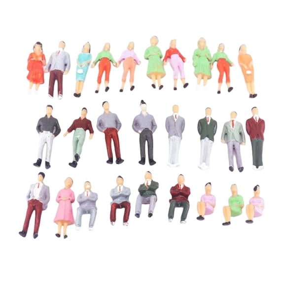 27 Pieces Miniature People Figures Painted Plastic Durable 1:50 Scale Model Enthusiast Collection
