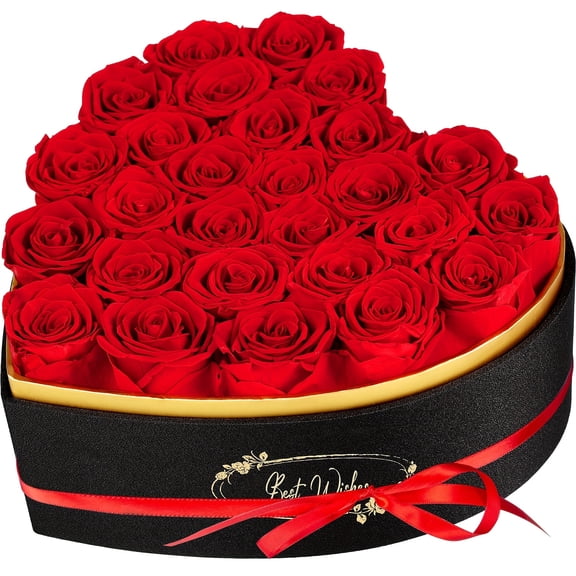 27 Preserved Roses In A Heart-Shaped Gift Box For Her - Eternal Flowers For Delivery, Forever Rose Gift For Mom, Wife, Anniversary, Birthday & Mother'S Day