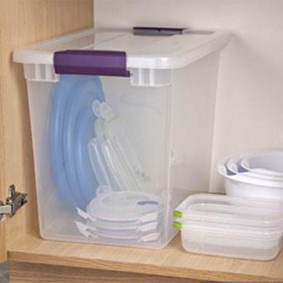 27 Quart Clear Stackable Storage Bins with Lids and File Clip Boxes for Home Organization