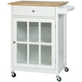 27" Rolling Kitchen Island Cart with Drawer and Glass Door
