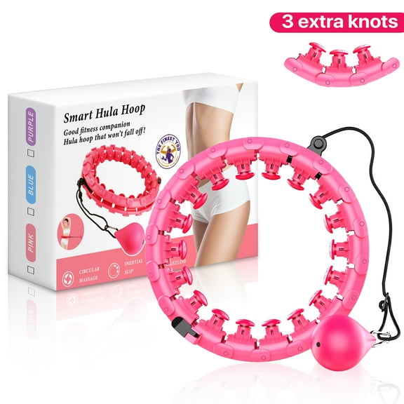 27 Sections Smart Hoola Hoop, Weighted Hula Hoop Auto-Spinning 360° Massage Don't Fall 27 Knots Adjustable fit Most Waist Fitness Best Hot Waist Weight Loss from Waistline for Adults Kids Beginners