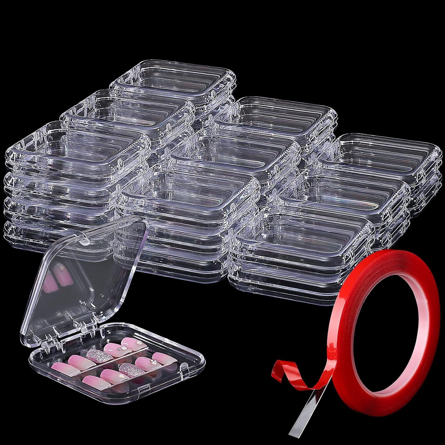 27 Set Press-On Nail Packaging Display Box w/ Adhesive Tape, 3x3