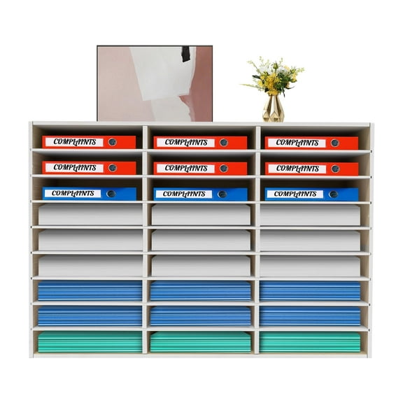 27 Slots Desktop Literature Organizer, Adjustable File Sorter, Mail Center Magazine Holder - Modern PVC, Office Storage, Classroom Mailboxes, Student Mailboxes, Mail Organizer, 50kg Capacity