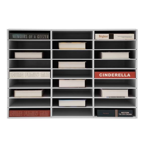 27 Slots Literature Organizer 110lbs Load-bearing Capacity Desktop Literature Organizer Modern PVC File Holder Mailbox Adjustable File Sorter Literature Storage Cabinet for Office Home School