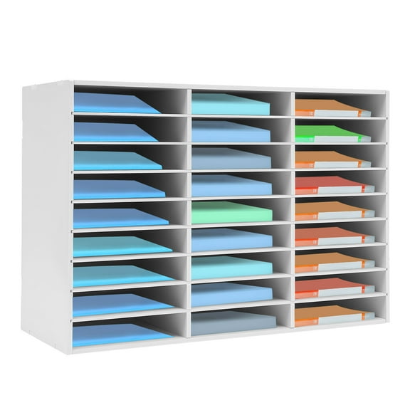 27 Slots Mail File Sorter File Cabinet Pamphlet Organizer Literature Organizer White