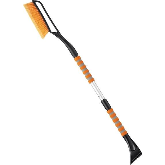27" Snow Brush and Ice Scrapers for Car Windshield, Detachable Snow Scrapers with Ergonomic Foam Grip for Cars, Trucks, SUVs (Heavy Duty ABS, PVC Brush, Orange)