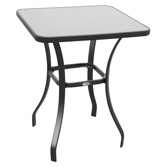27" Square Bistro Table Garden Dining Table Outdoor Tempered Glass Table