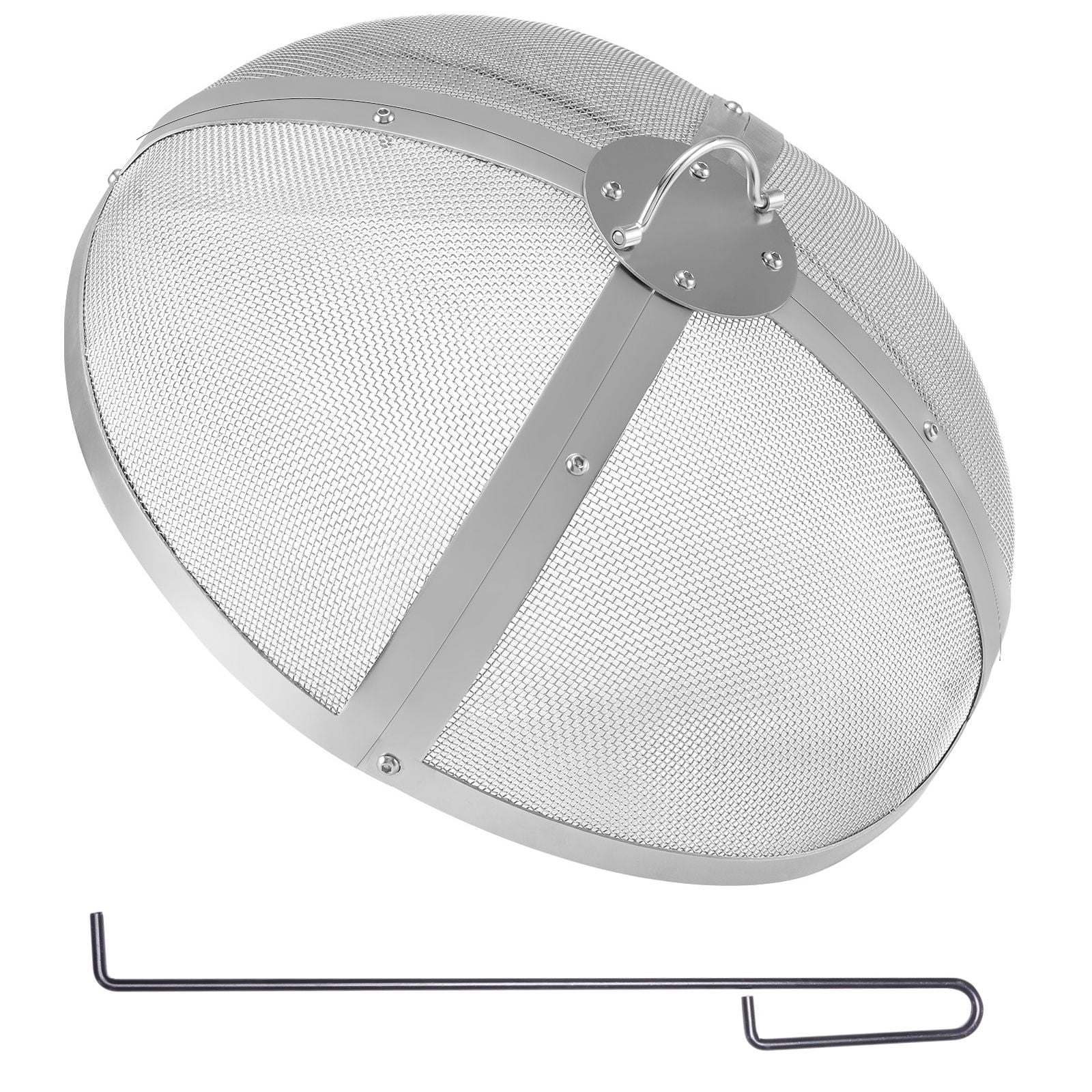 27" Stainless Steel Fire Pit Cover, 2mm Mesh, Tightly Woven Spark Guard, Handle Design, Easy Assembly, for Fire Bowl Fireplace Protection