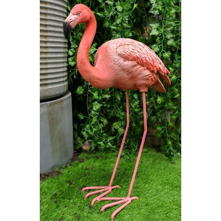 27" Tall Realistic Zen Graceful Tropical Pink Flamingo Standing in Repose Statue