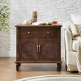 thumbnail image 1 of Tina's Home 27" Tall Traditional Storage Wood End Table with Charging Station & Adjustable Shelf, Side Table for Apartment and Living Room Walnut, 1 of 7