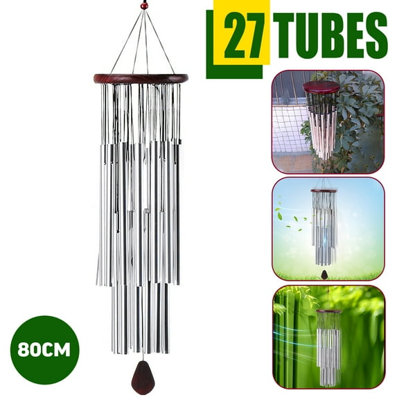 27 Tubes Redwood Metal Silver Tube Wind Chime Chape Church Bells Hanging Decor Garden Outdoor Christmas Gift