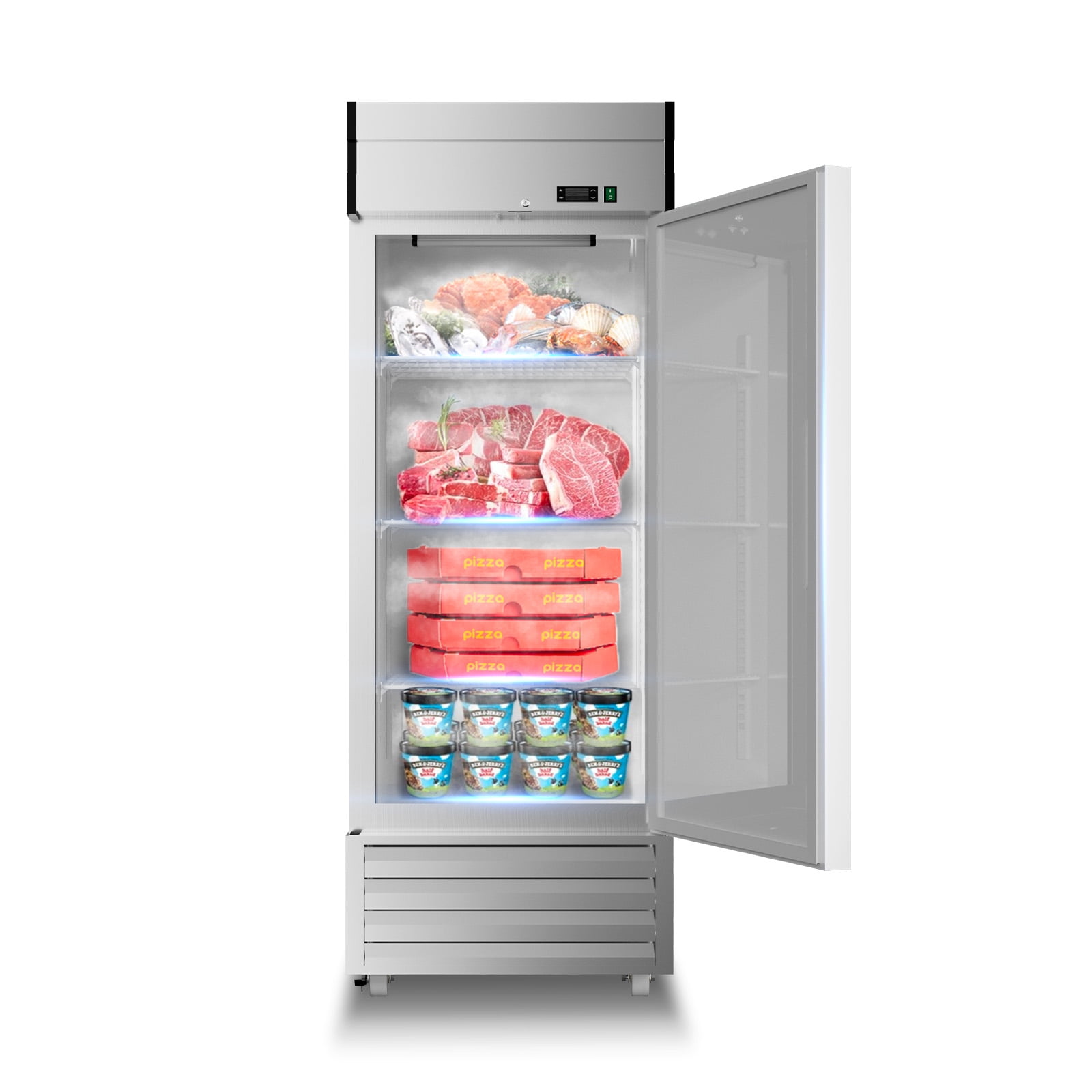 27"W 23 Cu.ft Commercial Freezer with Solid Locked Door Stainless Steel