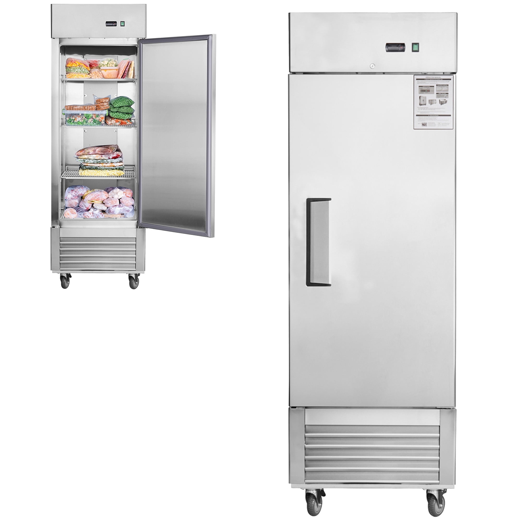 27" W Commercial Freezer, Commercial Refrigerator Freezer Combo with 3 Adjustable Shelves, -8 ° F~-2 ° F Adjustable Temperature, 18.68 Cu.ft Capacity, for Restuarant Kitchen Shop