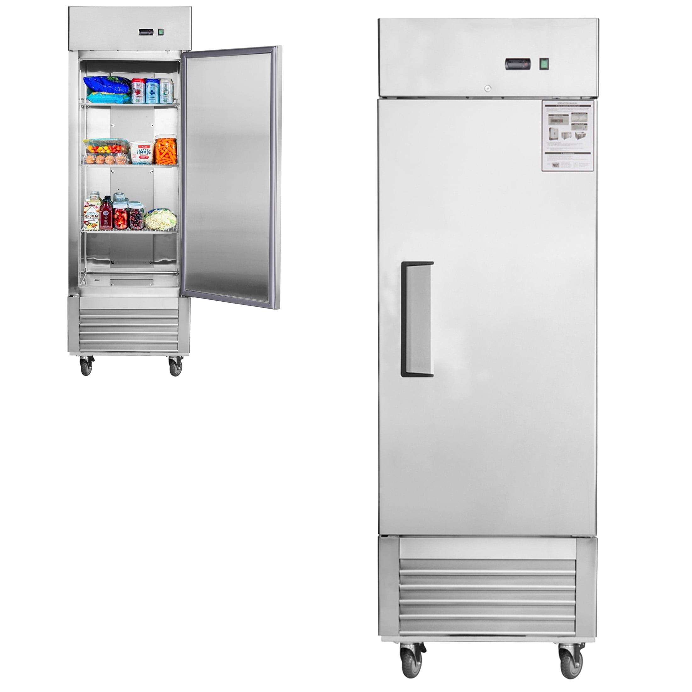 27" W Commercial Refrigerator, Commercial Refrigerator Freezer Combo with 3 Adjustable Shelves, 33 ℉ ~39 ℉   Adjustable Temperature, 18.68 Cu.ft Capacity, for Restuarant Kitchen Shop
