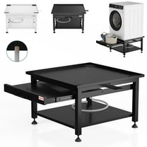 Garvee 27" Washer Dryer Pedestal with Pull-Out Shelf, 16" Height, 1000 lb Capacity, Drain Pan & Anti-Vibration Pads,Black