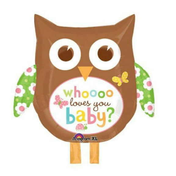 27" Whoooo Loves You Baby Adorable baby Shower OWL Balloon Mylar Foil Balloon