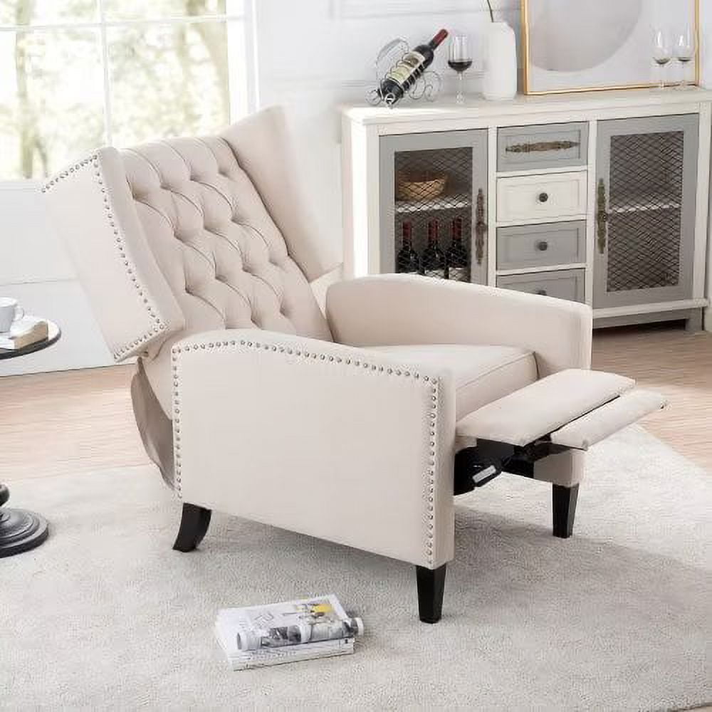 Modern Button Tufted Wingback Accent Oversized Manual Push Back Recliner Chair for Adults Walmart