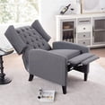thumbnail image 1 of 27" Wide Manual Wingback Recliner Chair, Vintage Accent Chair, Recliner Chair with Nailhead Trim and Birch Legs, Tufted Single Sofa Chair, for Home, Living Room, Office, Bedroom, Gray, 1 of 7