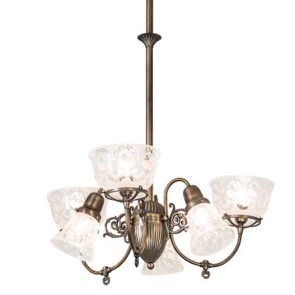 Meyda Tiffany 253212 Revival Gas And Electric 6 Light 27" Wide Chandelier - Brass