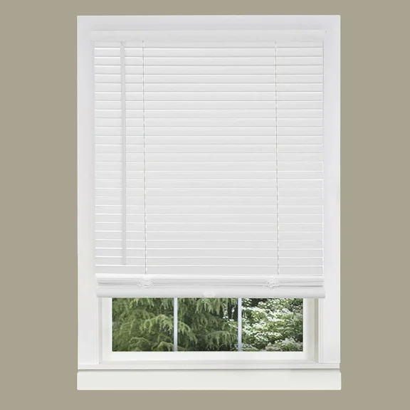 27" Wide x 64" Long Cordless 1" Light Filtering Vinyl Mini Blind, White