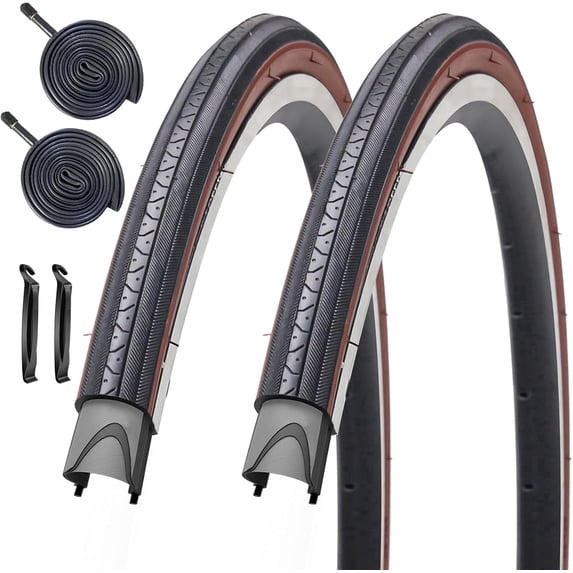 2 Pack 27 X 1 1/4 Bike Tire 27 Inch Road Bike Tires 32-630 Folding Bead Replacement Bicycle Tire