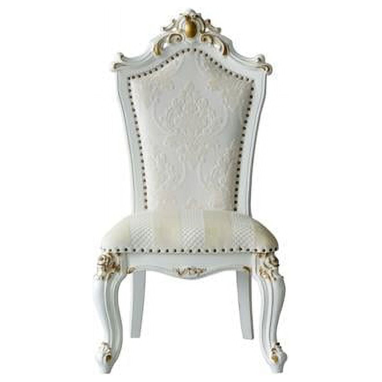 Beige Faux Leather Upholstered Wood Side Chair