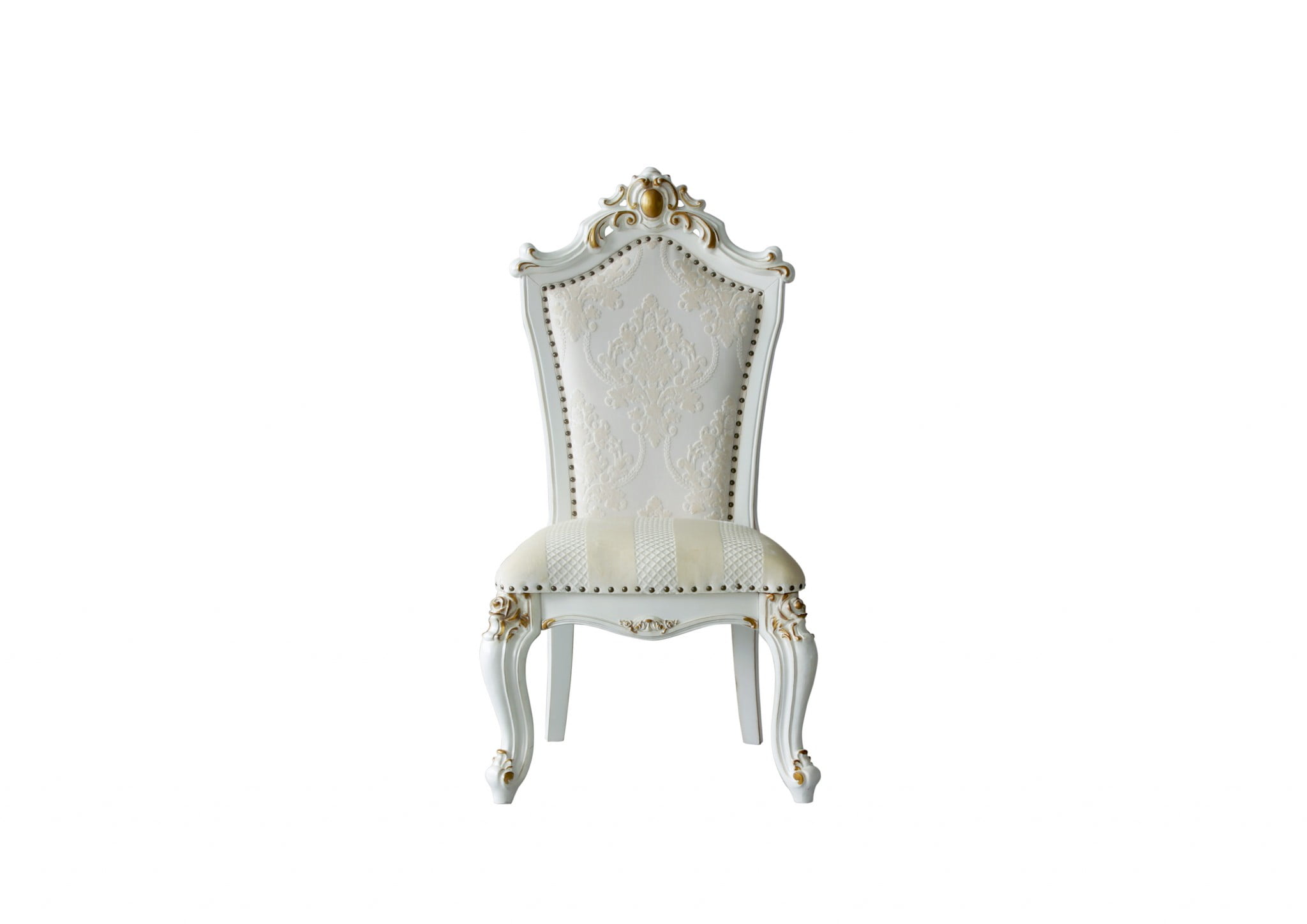 Beige Faux Leather Upholstered Wood Side Chair