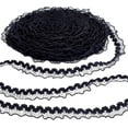 thumbnail image 1 of 27 Yards Elastic Ruffle Lace Trim 0.6 Inch Wide Stretch Narrow Edge Lace Ribbon Ruffled Pleated Fabric Trim for Sewing Making Dress Clothes Applique Embellishment DIY Crafts Black, 1 of 5