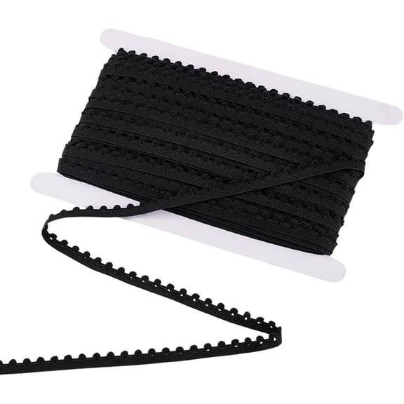 27 Yards Elastic Trim Ball Fringe 3/8 inch Black Ball Fringe Tassel Trim with Pompoms Balls Sewing Lace Ribbon